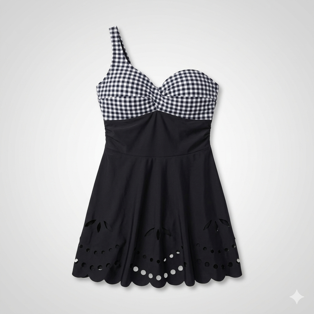 Womens Athletic One Piece Swimdress, Large