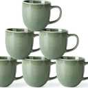 AmorArc 12oz Coffee Mugs, Ceramic Coffee Mugs set of 6 for Man, Woman, Dad, Mom, Modern Coffee Mugs with handle for Latte/Cappuccino/Milk/Cocoa. Dishwasher&Microwave Safe, Jade Green