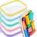 Sanwuta 6 Pcs Clear Hard Zipper Case Plastic Zipper Pouches Transparent Makeup Bag Pencil Case Pouches Toiletry Diaper Bag for Travel Toy Storage Organizer Bins(Assorted Color,7.87 x 5.9 x 2 Inch)