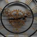 Cuspin 30 Inch Large Wall Clock Black Gold Roman Numeral Gears Wall Clock