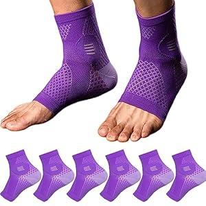 Yanmide 3Pairs Neuropathy Socks - Soothe Relief Compression Socks 20-30 mmHg - Comprex Ankle Sleeves for Arch Support, Achilles Tendonitis, and Foot Pain Relief (Purple, Medium)