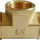 Joywayus 3/4 NPT Threaded Brass Pipe Fitting Tee T 3-Way Female Adapter