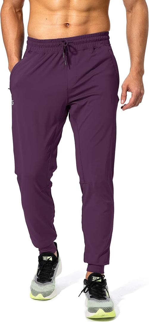 G Gradual Men's Sweatpants with Zipper Pockets Athletic Pants Traning Track Pants Joggers for Men Soccer, Running, Workout (Red, L)