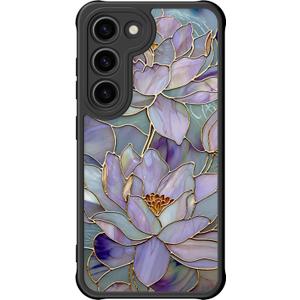 DEENAKIN for Samsung Galaxy S23 Case Cute, Aesthetic Floral Hard Shell, Compatible with Magsafe, Trendy Unique Retro Western Protective Slim Phone Cover for Women Girls, Blooming Purple Lotus