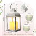 8 Pcs 10 inch White Decorative Candle Lantern Bulk for Wedding Centerpieces White Lanterns with LED Flameless Candle Indoor Outdoor Battery Powered Hanging Lights for Wedding Party
