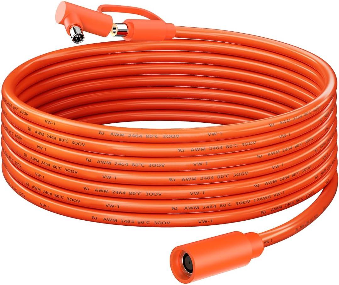 30FT 12AWG Extension Cable for Solar Generators, 8mm Female to Male DC7909 Solar Panel Cable Cord with DC8020 Adapter Compatible with Jackery, GZ Yeti, Aker, Portable Power Stations
