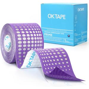 OK TAPE Prime Synthetic Kinesiology Tape, Stronger Support, Elastic Athletic Tape, K Tape Roll, Reflective Design Kinetic Tape, Uncut, 2" x 16.4'-Purple