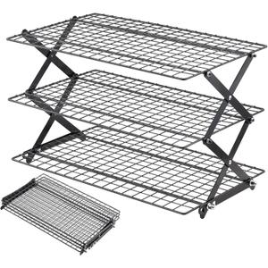 Pleafind 3 Tier Collapsible Cooling Rack - 3 Setting Design, Adjustable  Stackable Baking Rack, 5 Modes Cooling Racks for Cooking and Baking, Roasting  Grilling Gifts for Picnic Party