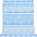 Beasea Silicone Lace Mold, 5pcs Lace Fondant Molds for Cake Decorating Flower Pattern Mat Moulds Sugar Craft Tools - Blue (03.Blue with Floral Style)