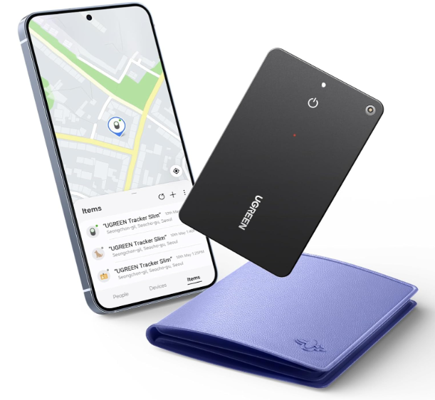 UGREEN FineTrack Slim S (Samsung Only) Wallet Tracker Card, 1-Year Rechargeable Bluetooth Tracker Card Finder Work with Samsung SmartThings APP for Galaxy S25/S24/S23 Ultra -1.7mm & IP68 Waterproof