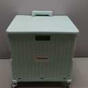 Folding Utility Cart Portable Rolling Crate Handcart Shopping Trolley Collapsible Tool Box, with Lid, Basket on 4 Rotate Wheels, for Grocery, Office, Teacher, Travel Shop Move Luggage (Green)