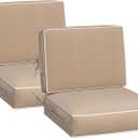 24" x 24" x 5" Outdoor Chair Cushions Set of 2, Patio Chair Cushions w/Handle and Ties, Square Waterproof Outdoor Cushions, Fade-Resistant Patio Furniture Cushions Deep for Sofa Couch