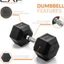 CAP Barbell Coated Hex Dumbbell Weight - Single | 10-120 lbs | Multiple Options