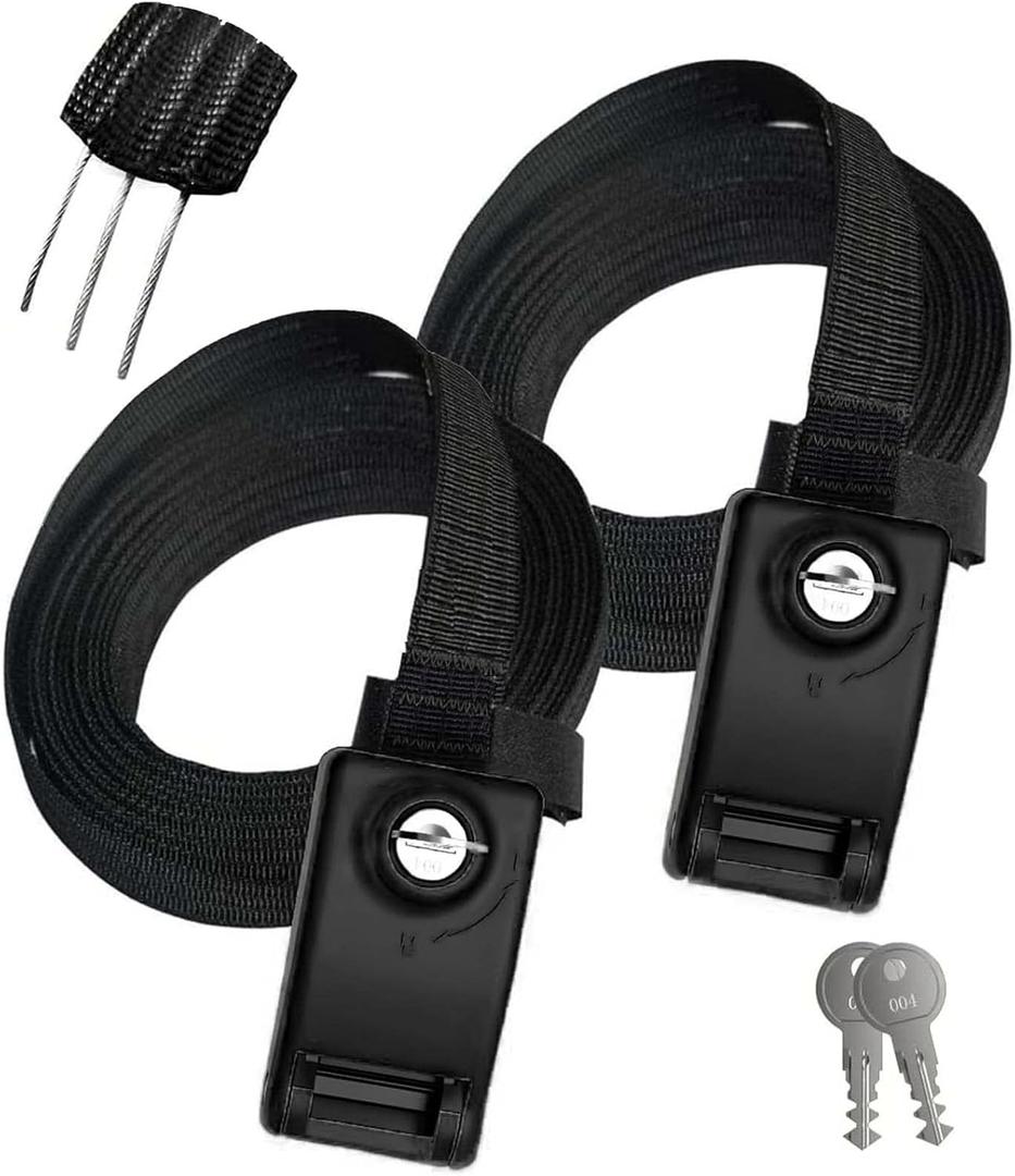 2 Pack Lockable Tie Down Strap, with 3 Stainless Steel Cables, for Lashing Locking Kayak, Bike, Surfboard, 10 Feet Each