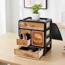 Cologne Organizer for Men,Cologne Stand with 5 Drawer,Stylish Nightstand Organizer with Floral & Bird Design,Dresser Drawer Organizers,Organizador de Perfumes,Perfume Stand Organizer for Bedroom,Black