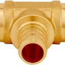 Uenede 8PCS LF Brass 3/4 to 1/2 to 3/4 Inch PEX Tee Reducer 3 Way Coupling Barb Crimp Pipe Tube Fitting