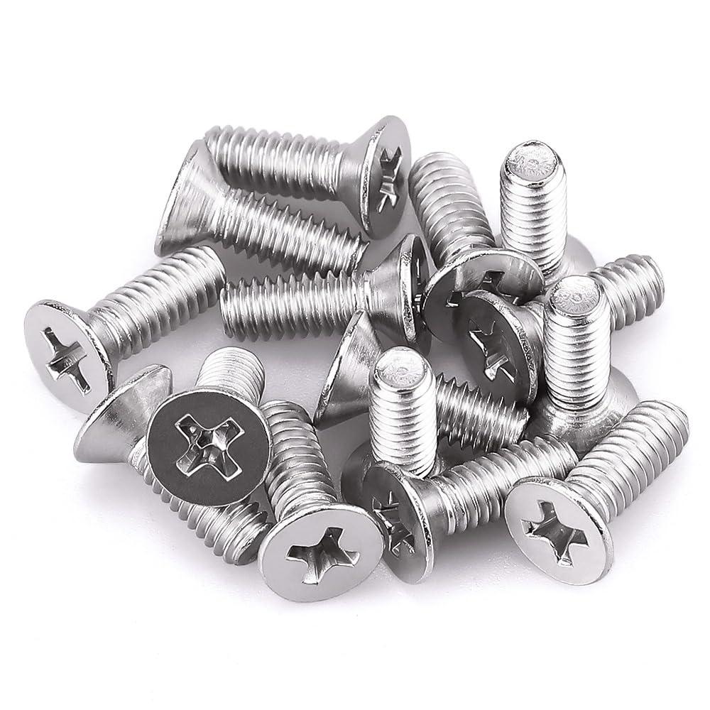 #10-24 x 1/4" Phillips Flat Head Machine Screws, 304 Stainless Steel (18-8), Coarse Thread UNC Fully Threaded, 100-pack