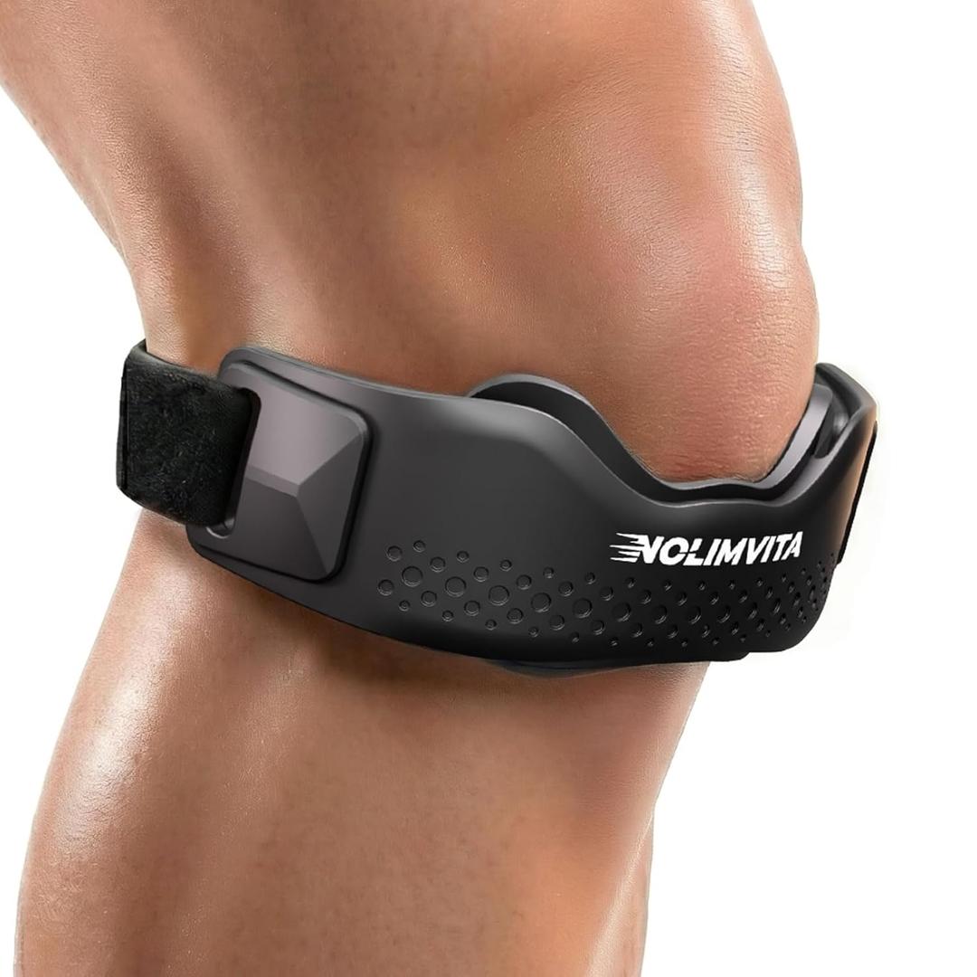 Patellar Tendon Support Strap 2 Pack - Patella Band Knee Strap for Knee Support Knee Pain Relief, Fits Basketball, Running, Tennis, Soccer & Gym, Silicone Knee Wrap Bands for Women and Men (Black)