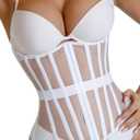 Mesh Corset Waist Trainer for Women - Underbust Corset Lace Up - Waist Cincher Shapewear - Body Shaper (White, L)