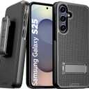 Designed for Samsung Galaxy S25 Case with Belt Clip Holster - Compatible with MagSafe Magnetic Heavy Duty Phone Cover with Kickstand - Black