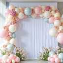 60FTx12FT White Wrinkle-Free Wedding Backdrop Curtain -Silky Washable White Polyester Drapes for Baby Showers, Birthday Parties, Photography, and Wedding Receptions-12 Panels 5FTx12FT