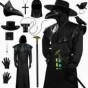 Kicpot Plague Doctor Halloween Costume Beak Mask Priest Monk Halloween Cosplay Medieval Renaissance Steampunk (Large)