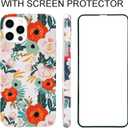 Magnetic Case for iPhone 12 / iPhone 12 Pro 6.1 inch Compatible with MagSafe Charging Soft TPU Bumper Slim Shockproof Protective Cute Cover with Screen Protector(Blooming Pink Floral)