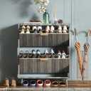 Shoe Cabinet Storage,Modern Freestanding Organizer with 2 Flip Drawers,Narrow Shoe Rack Cabinet for Entryway,Grey