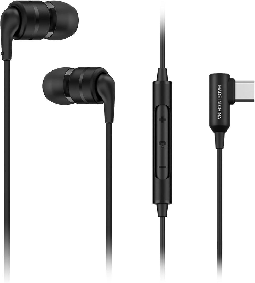 SoundMAGIC E80D USB-C in-Ear Stereo Headphones, L-Shape Plug, in-Line Controller, Metal Housing, 10mm Dynamic Drivers, Water/Dust Proof, Black
