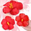 Hotop 24 Pcs Artificial Hibiscus Flowers Red Hawaiian Fake Flowers Faux Tropical Hibiscus Decoration for Luau Summer Party Decor DIY Crafts Cake Favors Supplies Table Centerpieces