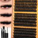 Fluffy Lash Clusters Kit 200D+260D+300D Eyelash Clusters Spikes Lash Extension Kit Thick Eyelash Extension Kit D-Curly Cluster Eyelash Extensions 12-20MM Mink Individual Lashes Cluster by TNFVLONEINS