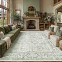 PureCozy Sage Green Area Rug 10x12 Vintage Floral