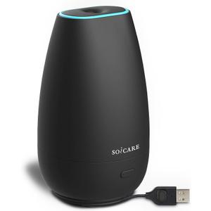 SOICARE Car Diffuser for Essential Oils, Small Portable Car Essential Oil Diffuser with Built-in USB Cable, Mini Aromatherapy Air Scent Humidifier Diffuser for Travel/Office/Home (Elegant Black)