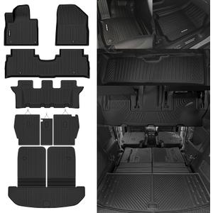Naibeve Floor Mats for Kia Sorento 2016-2020 7 Seats (2nd Row Captain Seats) - All Weather Custom Fit for Kia Sorento Floor Mats & Trunk Mat with Backrest Mats & 2nd Row Backrest Mats Accessories