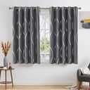 NICETOWN Grey Patterned Blackout 54 inch Long Curtain for Cafe, 66 x 54 inch, Short Thermal Insulated Wave Line Foil Print Design Drapes for Cloest and RV, 2 Panels