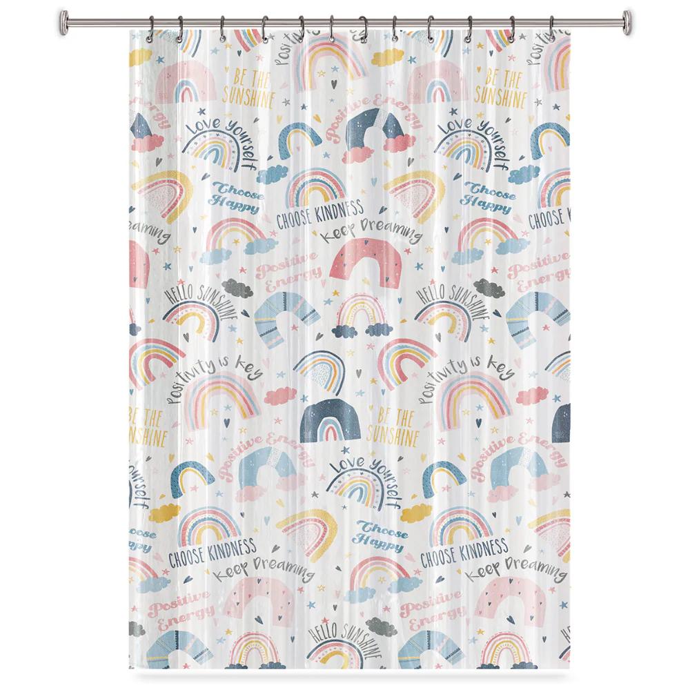 Peva Shower Curtain Happy Rainbows