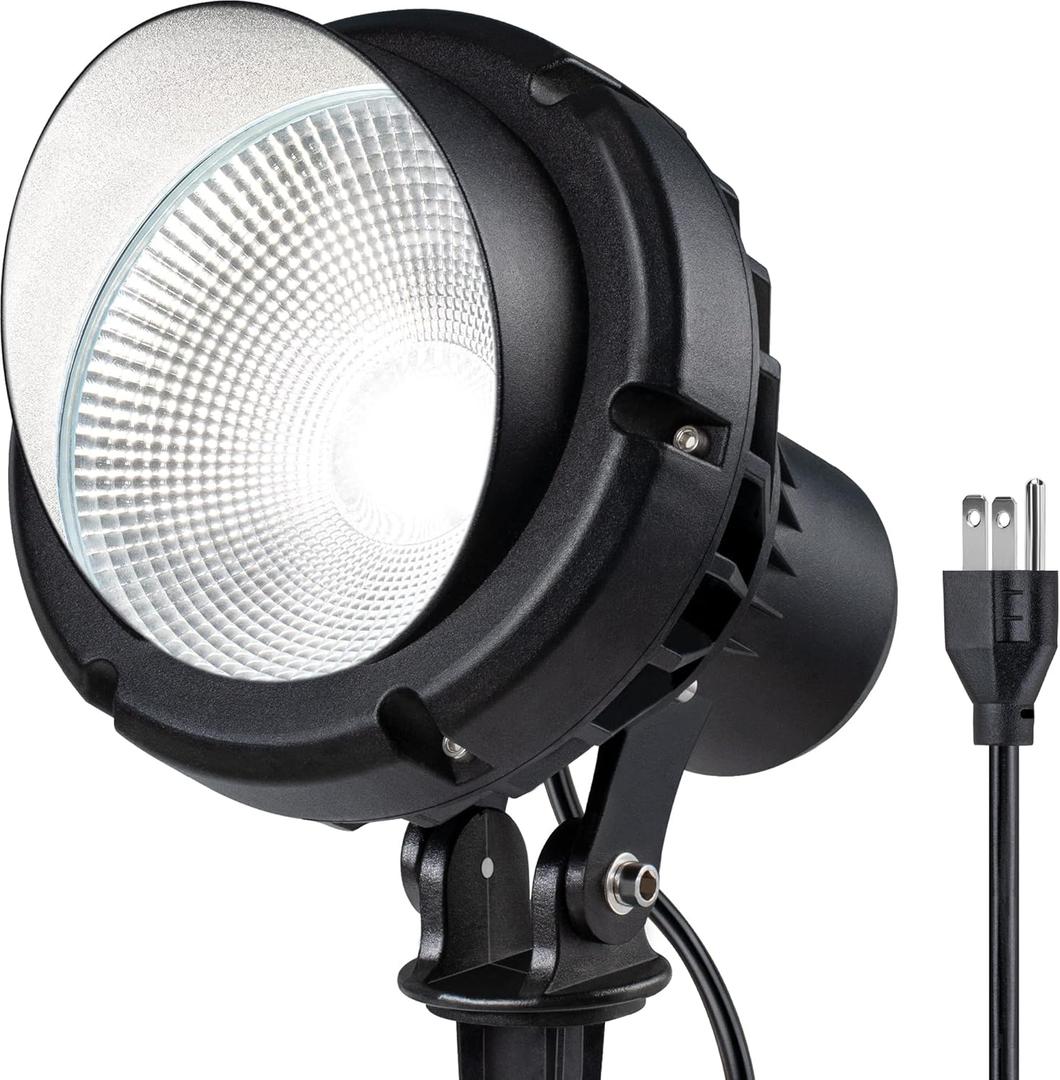 SUNVIE LED 40W Spot Lights Outdoor 5000K Daylight White Plug in Flag Pole Light 120V Ultra Bright Landscape Spotlights for Yard House Tree Lawn Signage Outdoor Spotlight with Stake & 5.5FT Cord