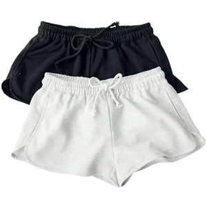 RoseSeek Women's 2 Packs Drawstring Waist Sweat Shorts Low Rise Workout Track Shorts Casual Lounge M