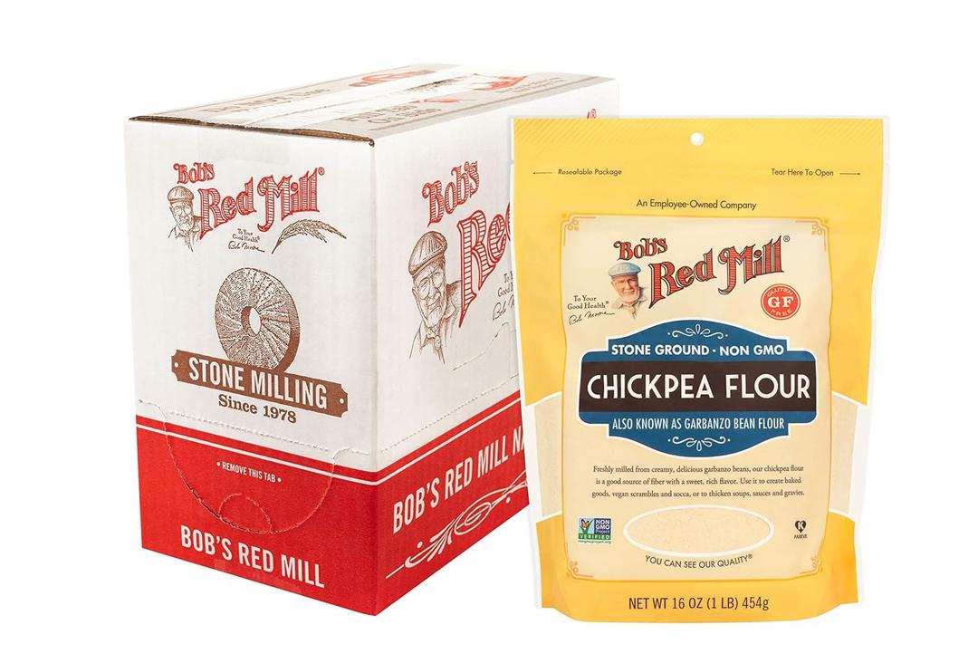 Bob's Red Mill Chickpea Flour, 16oz (Pack of 4) - Non GMO, Vegan, Keto Friendly Friendly, Kosher (EXP 08/06/26)