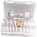 XYZsundy 40.6mm Silver Dollar Coin Holder, Silver Eagles Coin Capsules for Collectors with Clear Plastic Storage Organizer Box for Coin Collection Supplies (50)