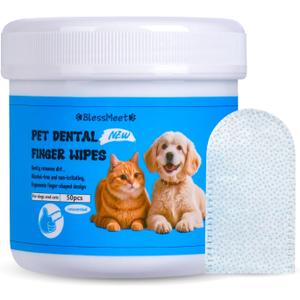 PET Teeth Cleaning Wipes for Dogs & Cats,Gentle Pet Dental Care Wipes with Massaging Micro-Brushing Beads, Remove Bad Breath & Plaque.Dog Toothbrush & Tooth Brushing Kit-Unscented