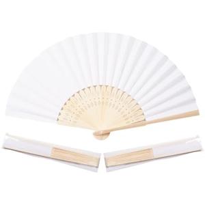Sepwedd 22 pcs White Paper Hand Fan Bamboo Folding,Handheld Paper Folded for Wedding Party and Home Decoration