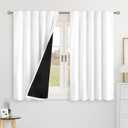 BGment Short Blackout Curtains 40 Inch Length for Small Window, 100% Blackout Thermal Insulated Full Room Darkening Rod Pocket Back Tab Curtains for Bedroom Kitchen, 2 Panels, 42 x 40 Inch, Pure White