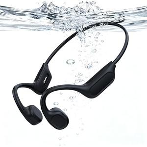 QMHL Swimming HeadphonesBone Conduction Headphones, IP68 Waterproof Builtin MP3 Player 32G Memory, Underwater Swimming Bluetooth V6.0 Headset, Wireless Open Earphones, for Running, Cycling (Black)