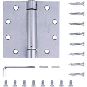 Stylever 2 Pack - 4.5"x4" Brushed Satin Chrome Finish Self Closing Reversible Door Hinge - Heavy Duty Commercial Spring Door Hinge - UL Listed with Complete Installation Hardware