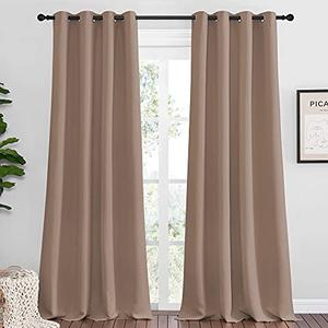 NICETOWN Bedroom Blackout Long Curtains and Drapes, Set of 2, 55 by 120 Inch, Cappuccino, Window Treatment Thermal Insulated Solid Grommet Blackout Draperies for Bedroom