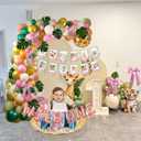 Wild One Birthday Decorations Party Supplies for Girl, Pink Bows Decorations,First Birthday Girl Decor, Jungle Animal Baby Shower Safari 1st Supplies Palm Leaf Balloon Kit