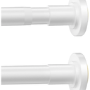 White Shower Curtain Rod,1 Inch Diameter Stainless Steel Adjustable Spring Tension Rods 32 to 80",with Holders,Anti-Slip,Curtain Rods No Drilling(1 Pack)