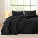 Litanika Oversized King Quilt Bedding Set, 128x120 Inch Super King Black Comforter Bedspreads Lightweight Bed Coverlets Boho Bedding Cover Decor All Season,3 Pieces (1 Quilt, 2 Pillowcases)