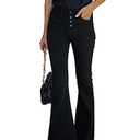 KUNMI Women's Flare Bell Bottom Jeans High Waisted Wide Leg Bootcut Jeans Stretchy Denim Pants Size 8